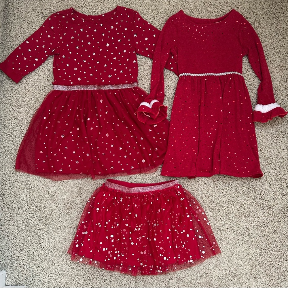 Girls S Small 6/6X 14PC Christmas Holiday Clothing Lot: Dress, Shirts, Disney - Picture 2 of 15